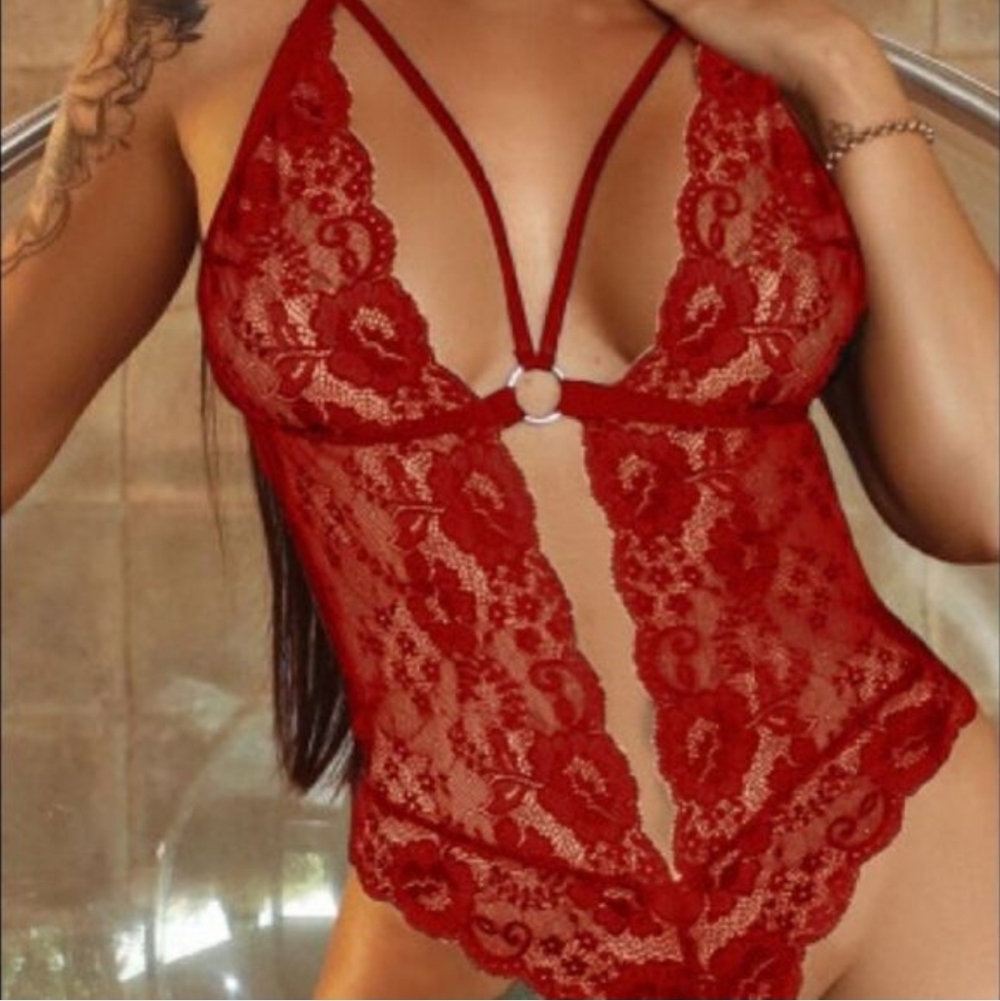 Sexy Red Teddy Lingerie